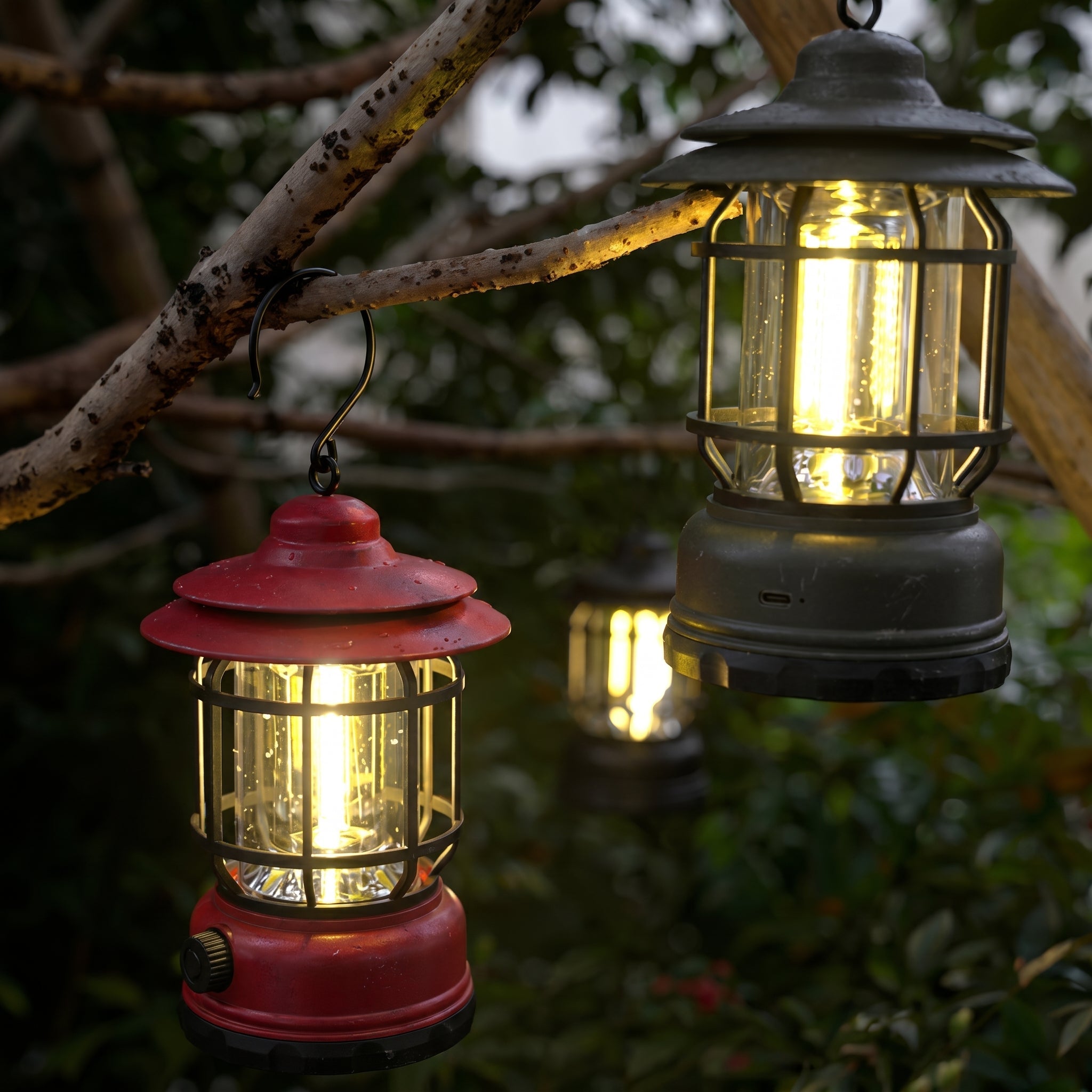 Wiederaufladbares Vintage LED Campinglaterne - Campinglaterne - Rot - Voldeva