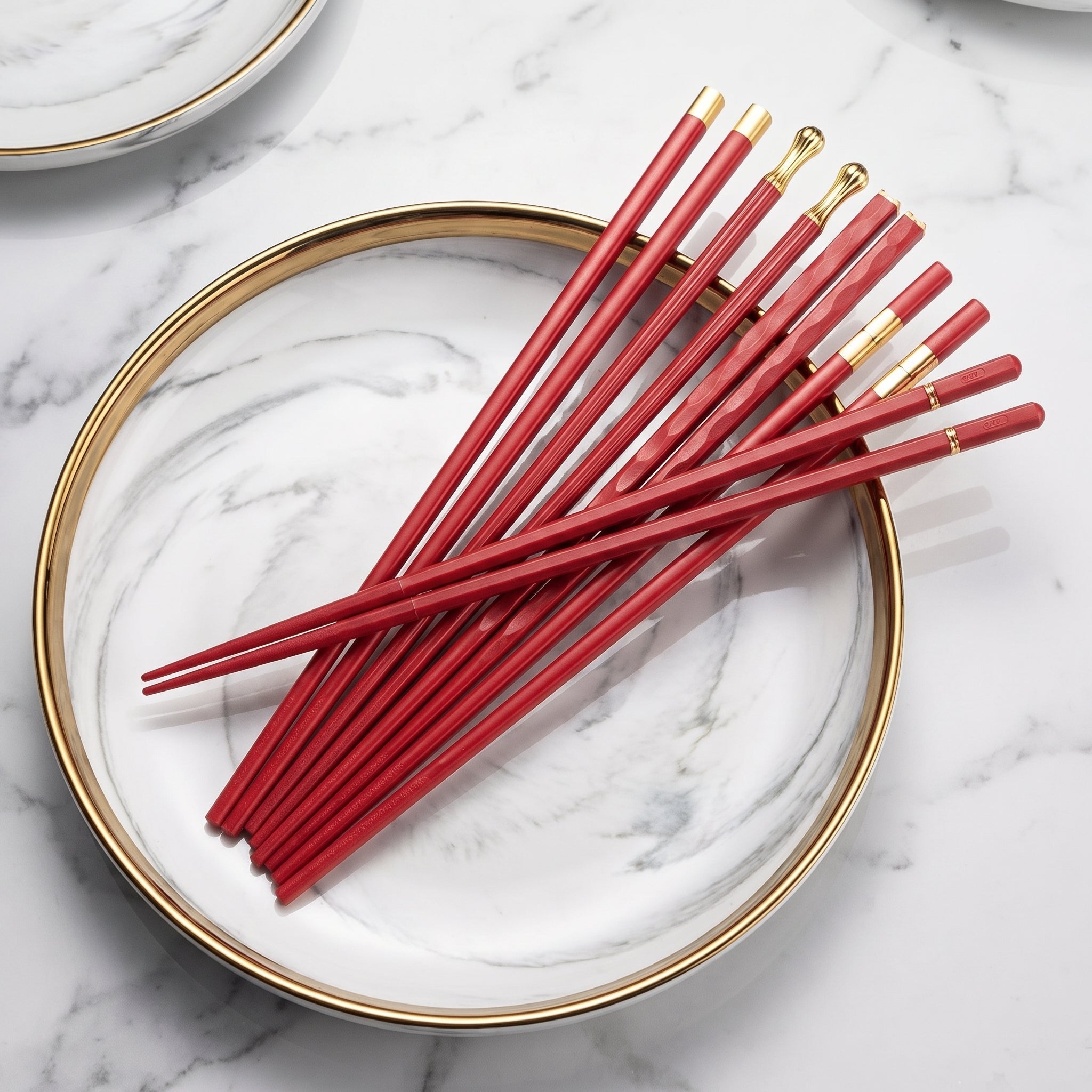 Wiederverwendbare Essstäbchen 5er - Set - Essstäbchen - Rot - Voldeva