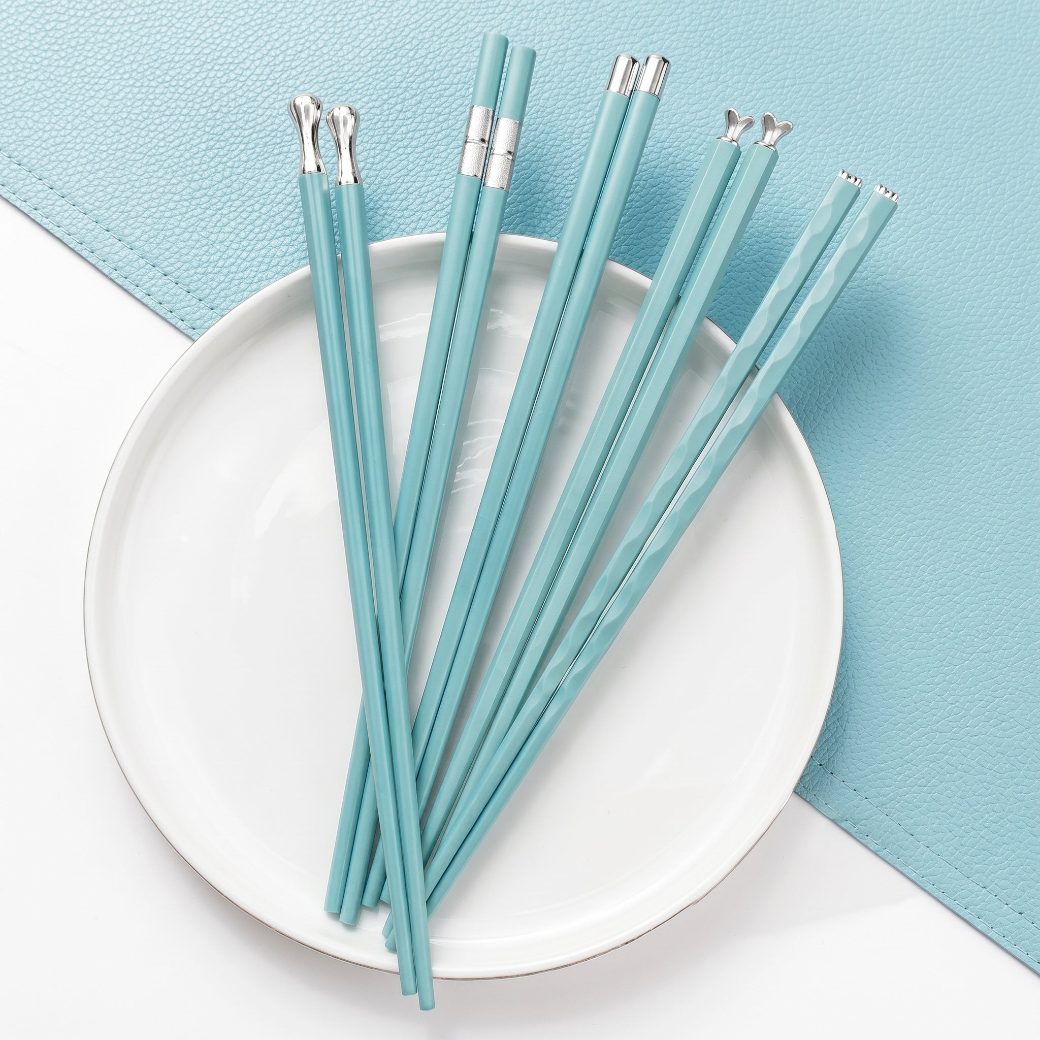 Wiederverwendbare Essstäbchen 5er - Set - Essstäbchen - Blau - Voldeva