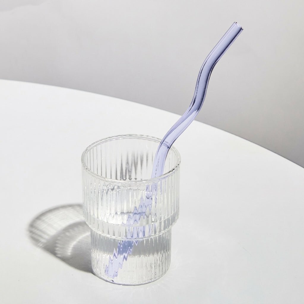 Wiederverwendbarer gedrehter Glasstrohhalm - Trinkgeschirr - Flieder - Voldeva