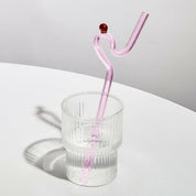 Wiederverwendbarer gedrehter Glasstrohhalm - Trinkgeschirr - Pink - Voldeva