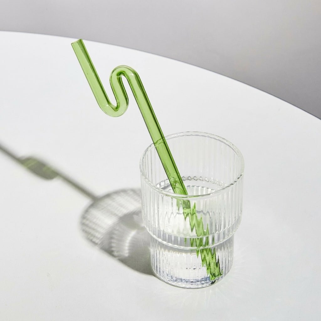 Wiederverwendbarer gedrehter Glasstrohhalm - Trinkgeschirr - Grün - Voldeva