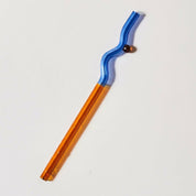Wiederverwendbarer gedrehter Glasstrohhalm - Trinkgeschirr - Blau - Orange - Voldeva