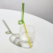Wiederverwendbarer gedrehter Glasstrohhalm - Trinkgeschirr - Grün - Gelb - Voldeva