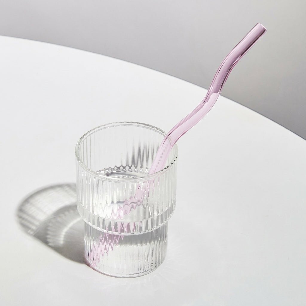 Wiederverwendbarer gedrehter Glasstrohhalm - Trinkgeschirr - Pink - Voldeva