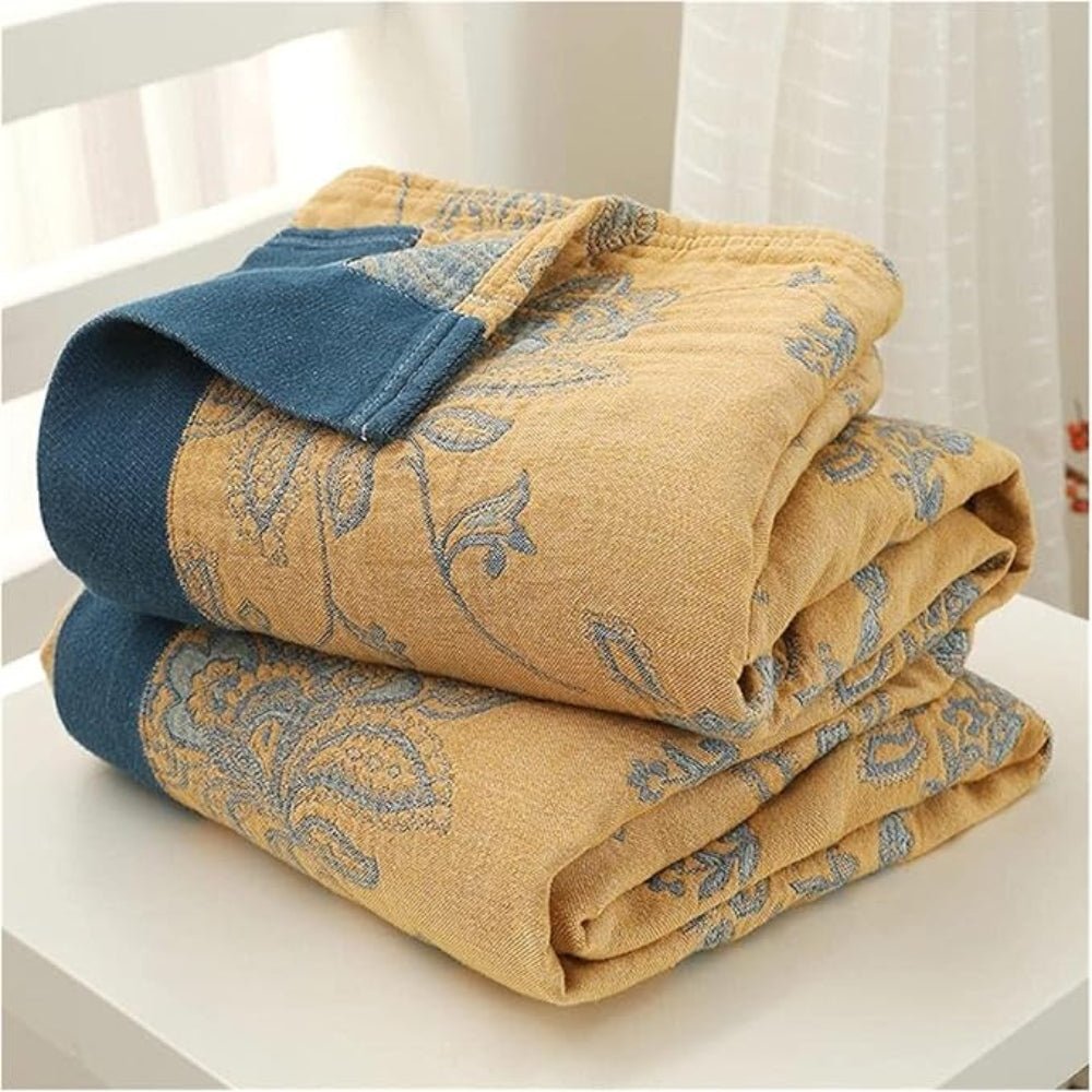 Wohndecke mit Blumenmuster - Blankets - Gelb - Voldeva