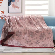 Wohndecke mit Blumenmuster - Blankets - Rosa - Voldeva