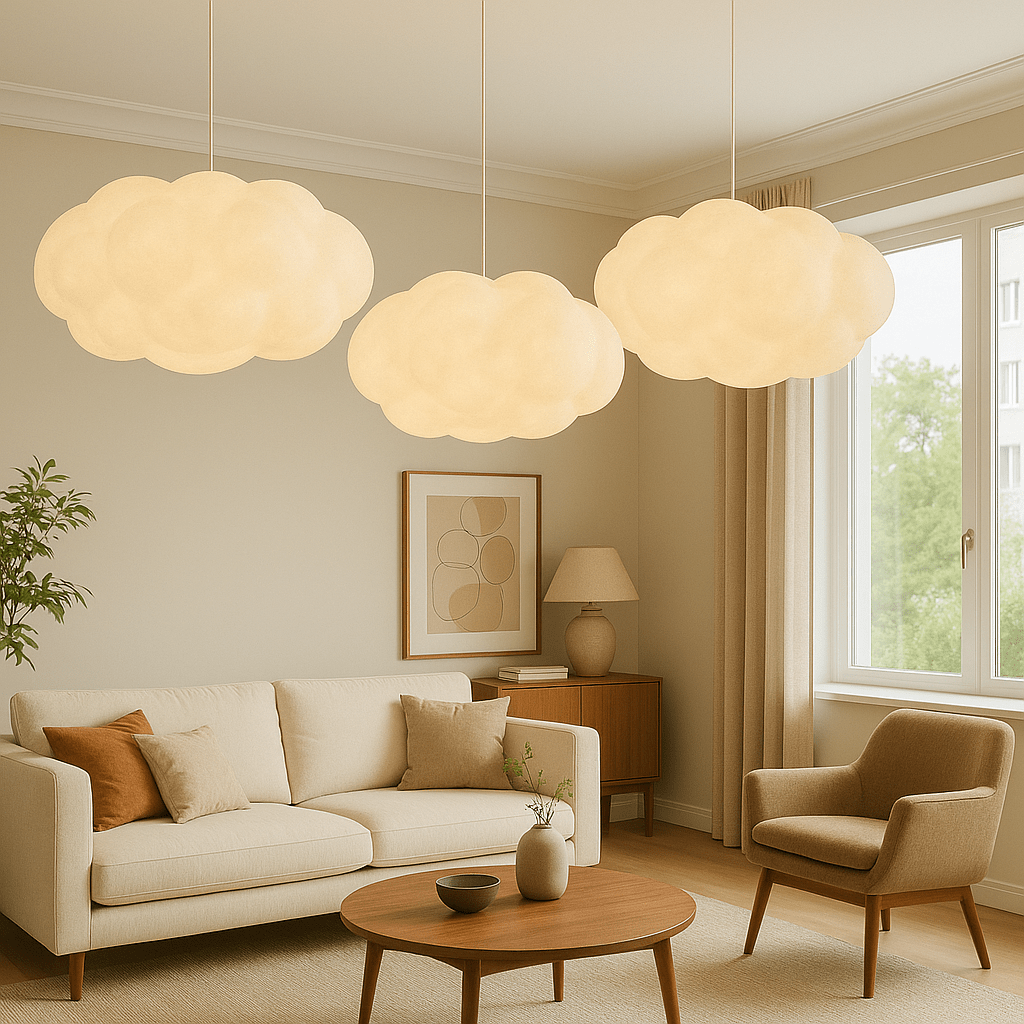 Wolkenförmige LED Pendelleuchte für Wohnbereich und Essecke - Pendant Light Fixtures - 60x30 cm - Voldeva