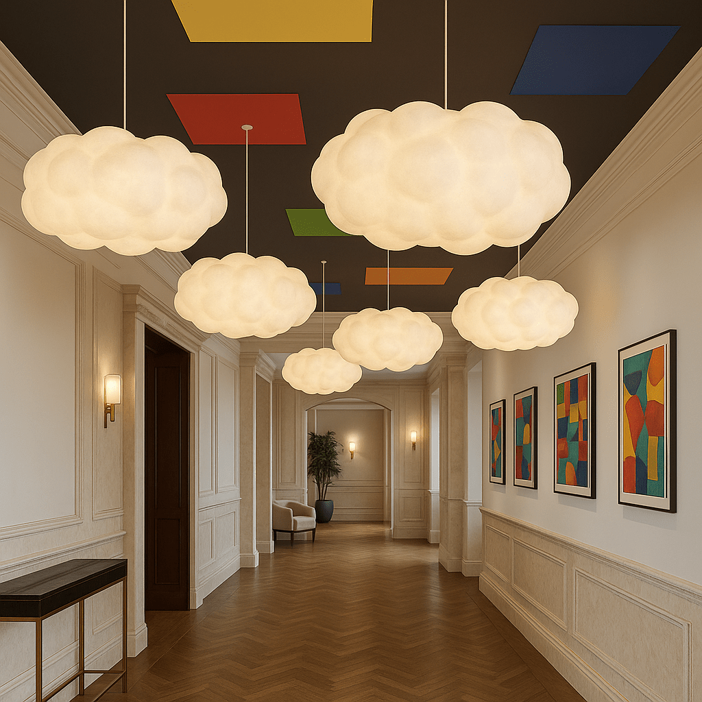 Wolkenförmige LED Pendelleuchte für Wohnbereich und Essecke - Pendant Light Fixtures - 80x35 cm - Voldeva