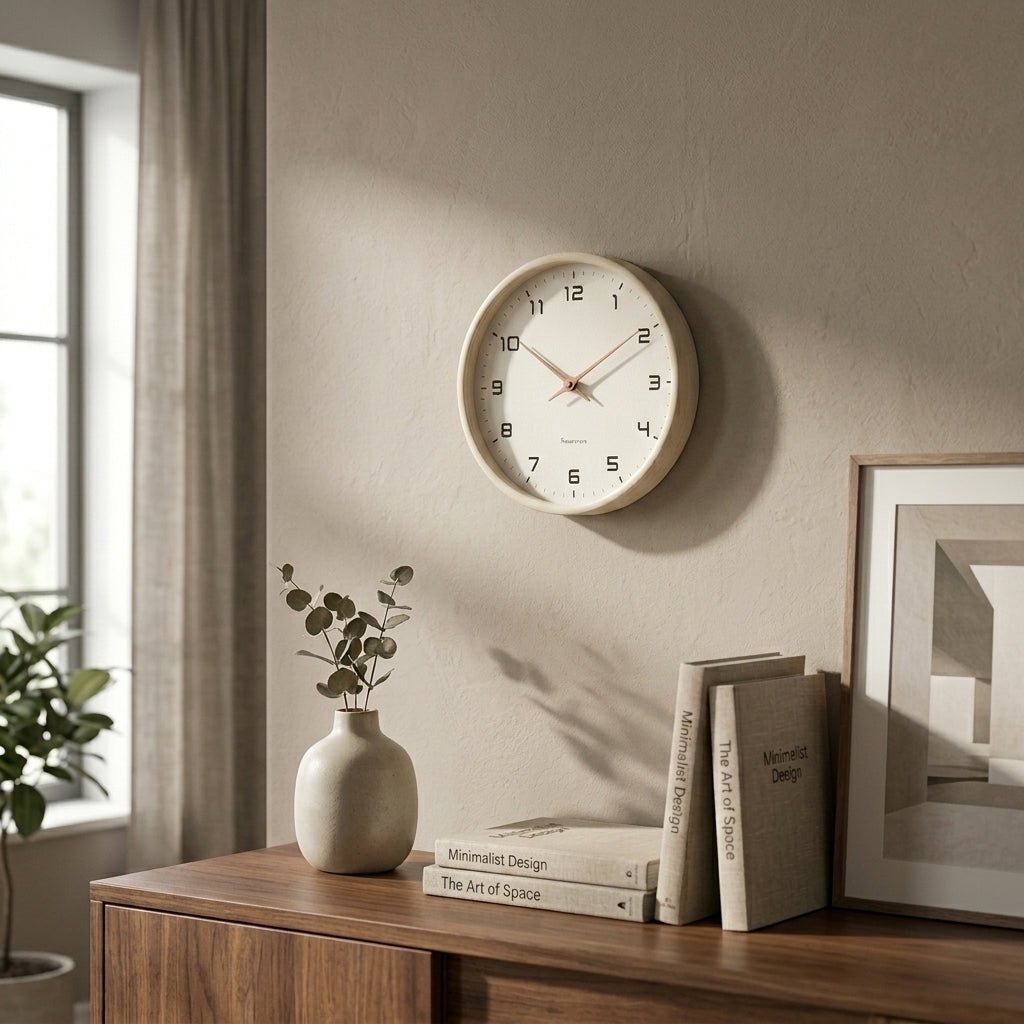 Wooly – Wanduhr im nordischen Design - Wanduhr - Creme - Voldeva