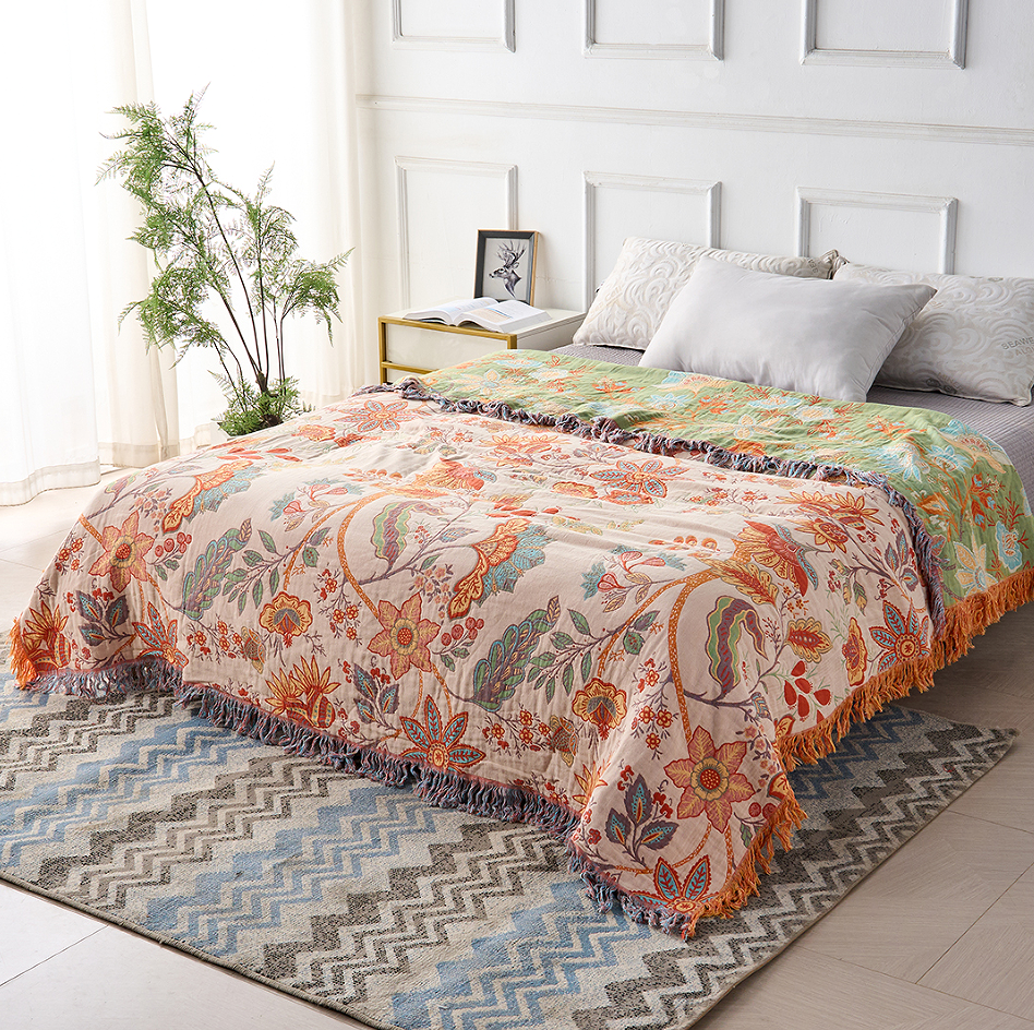 Wurfdecke Mit Blumenmuster Im Boho - Stil - Decke - 200x230 cm - Voldeva