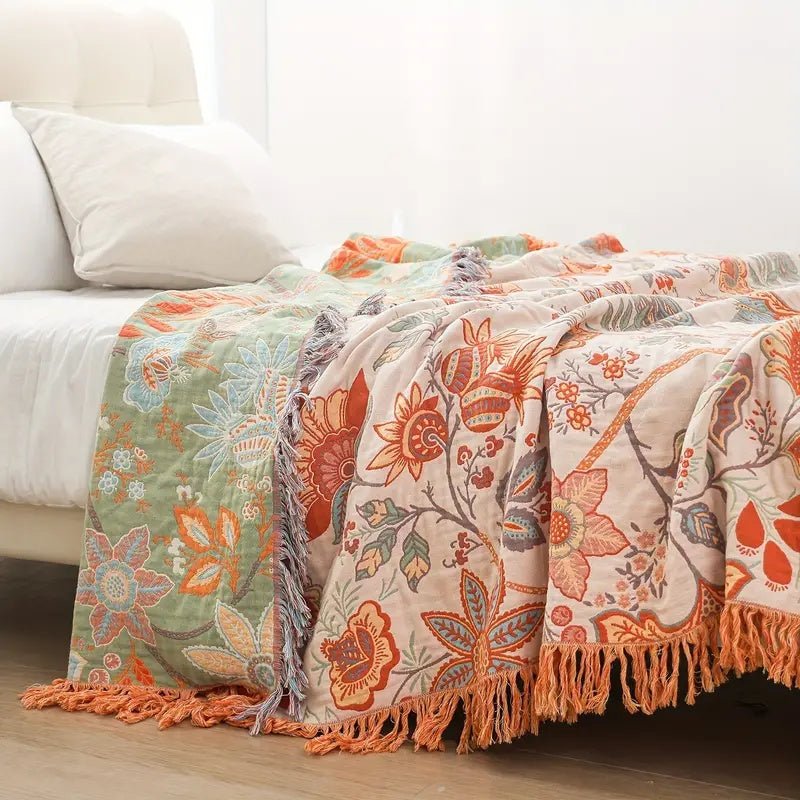 Wurfdecke Mit Blumenmuster Im Boho - Stil - Decke - 200x230 cm - Voldeva