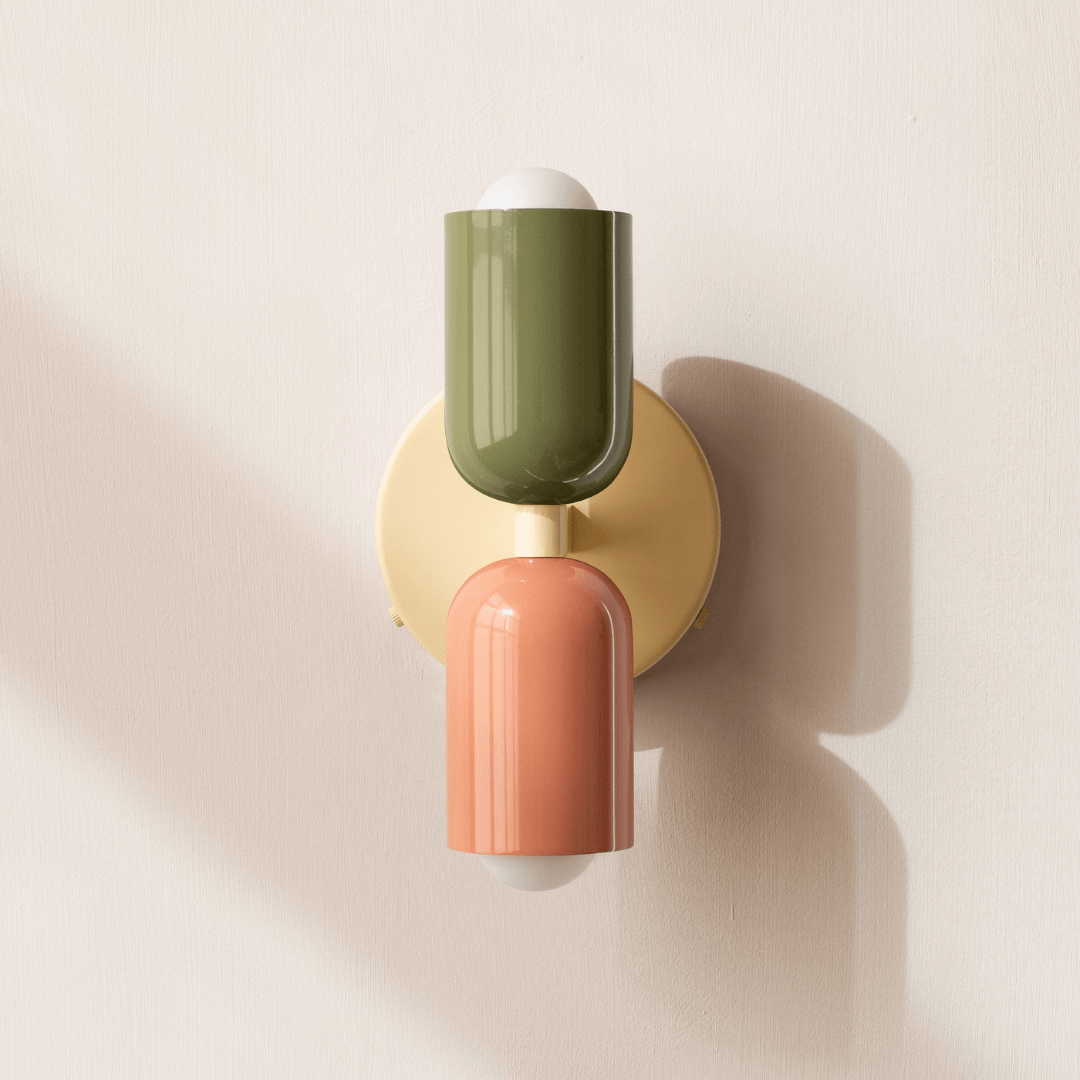 Zweiflammige Wandleuchte in Zylinderform mit modernem Design - Wall Light Fixtures - Grün-Pfirsich - Voldeva