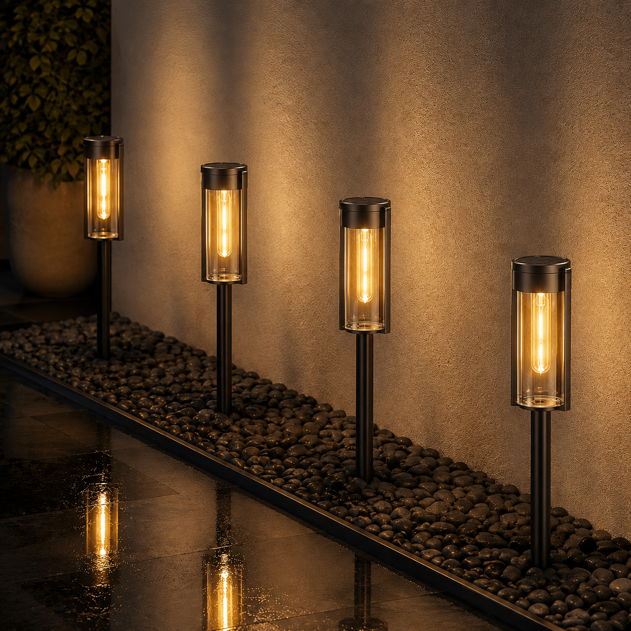 Zylinderförmige Solar-Gartenwegleuchten auf Stäben - Landscape Pathway Lighting - Voldeva